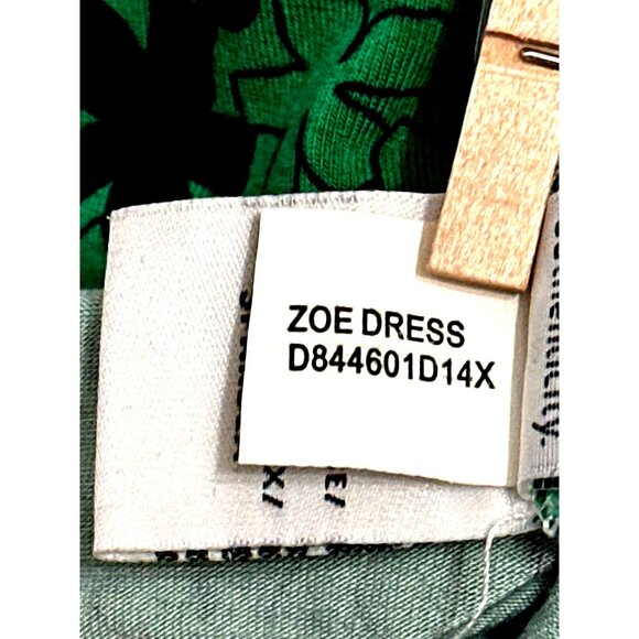 Diane Von Furstenberg Size 0 Green Floral Viscose Dress Ruched Modern Luxury - Picture 11 of 14